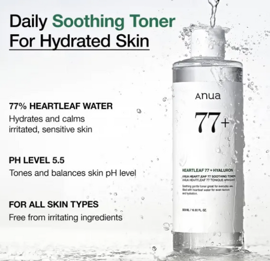 Anua Heartleaf 77 + Hyaluron Soothing Toner 250ml