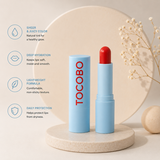 TOCOBO Glass Tinted Lip Balm 013 Tangerine Red 3.5g | Getinte Lippenbalsem Koraalrood